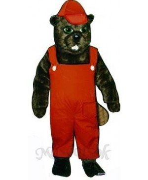 Lumberjack Beaver with Overalls & Hat Mascot Costume