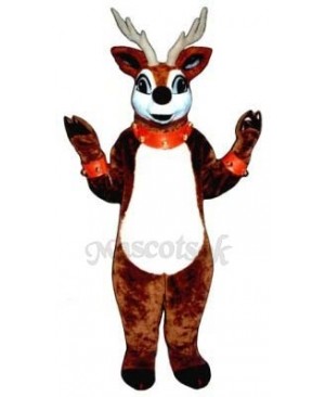 Cute Reindeer with Lite-up Nose Collar & Cuffs Mascot Costume