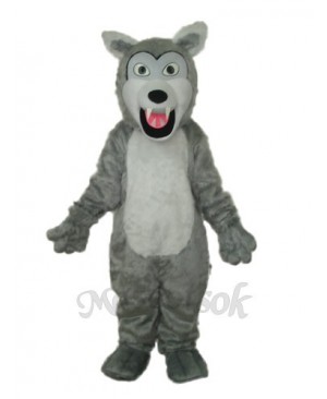 Small Long-haired Gray Wolf Mascot Adult Costume