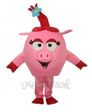 Revised Red Round Pig Mascot Adult Costume