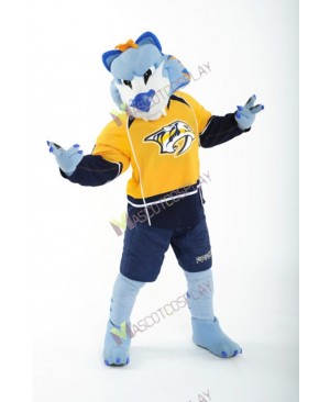 Nashville Predators Ice Hockey Team Mascot Costume Gnash Blue Saber-toothed Cat Mascot Costume