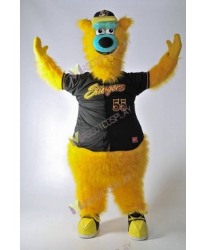 Barry the Bear Willmar Stingers Mascot Costume Yellow Bear Mascot Costume