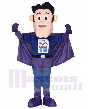 Super Hero in Purple and Blue Mascot Costumes People