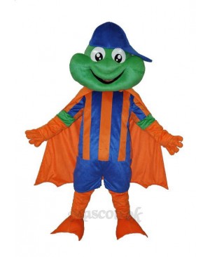 Happy Frog with Blue Hat Adult Mascot Costume