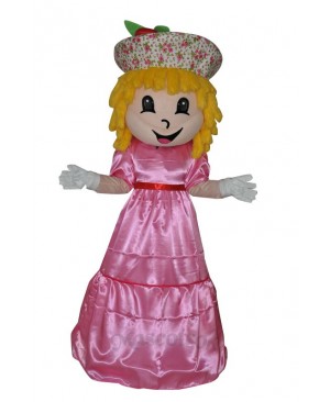 Farm strawberry girl adult mascot costume