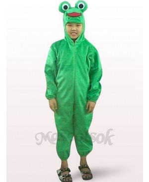 Green Frog Open Face Kids Plush Mascot Costume