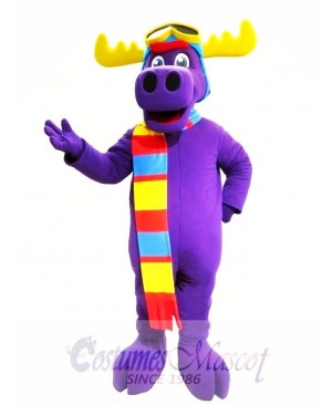 Purple Moose Mascot Costume