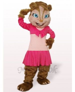 Pink Long Hair Squirrel Plush Adult Mascot Costume