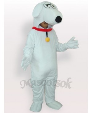 White Dog Short Plush Adult Mascot Costume