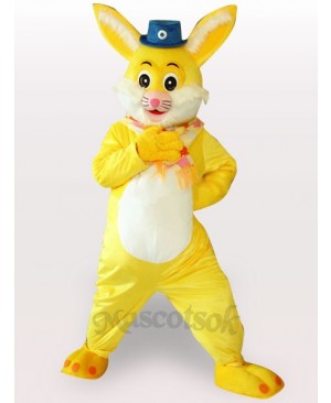 Easter Yellow Rabbit Short Plush Adult Mascot Costume
