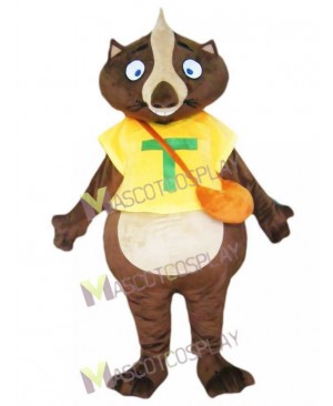 Wombat Mascot Costume in Yellow Shirt