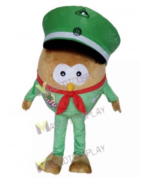 Adult Green Hat Big Body Owl Mascot Costume