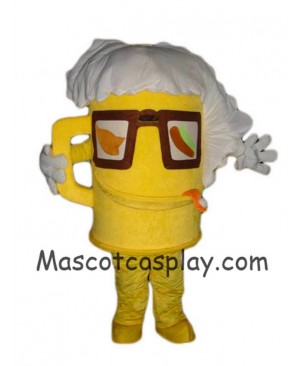 Hot Sale Adorable Realistic New Popular Professional Yellow Cartoon Cup Glass Beer Bottle Mascot Costume Doll with Glasses Mascot Costumes