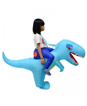Blue Dinosaur with Big Head Carry me Ride on Inflatable Costume Halloween Christmas for Adult/Kid