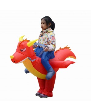 Fire Dragon Dinosaur Carry me Ride on Inflatable Costume Halloween Christmas Costume for Kid