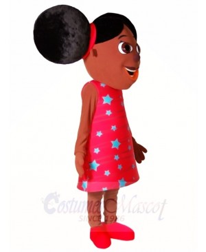 Black Girl in Red Dress Mascot Costumes People