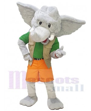 Friendly White Elephant Mascot Costume Animal