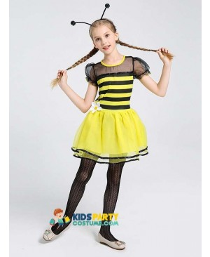 Girls Sweet Bee Insert Themed Party Fancy Halloween Costume Carnival Anime 