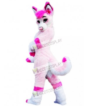 Pink Husky Dog Adult Mascot Costume Animal