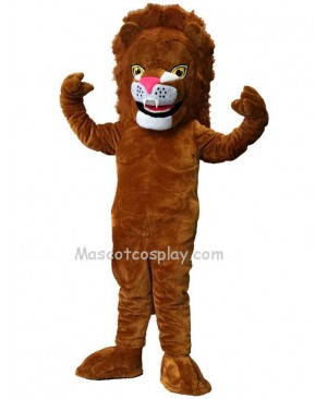 Cute Brown Power Cat Lion Mascot Costume