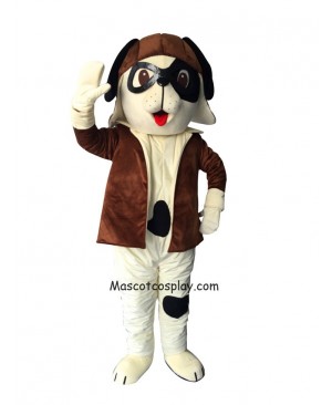 Cute Brown Puppy Dog with Spots & Aviator Outfit  Mascot Costume