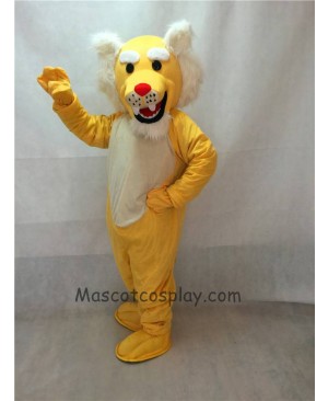 High Quality Realistic Muscle Yellow Wildcat Mascot Costume