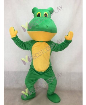 Green Deluxe Frog Mascot Costume with Yellow Belly