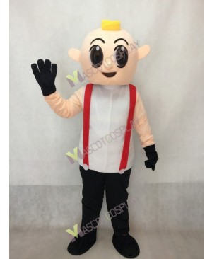 Boy in Black Overalls Adult Mascot Costume