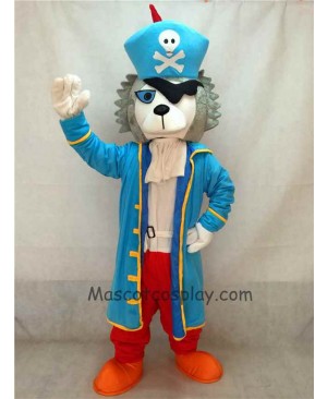 High Quality Pirate Wolf Adult Funny Mascot Costume with Blue Coat& Hat