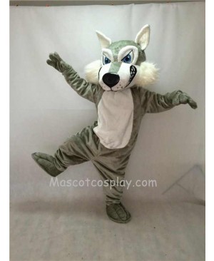 Fierce Adult Gray Wolf Mascot Costume
