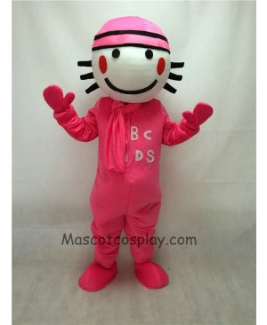 Cute Pink Round Head Doll Mascot Costume