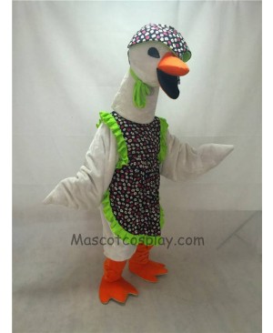 Cute White Mother Goose with Hat Mascot Costume