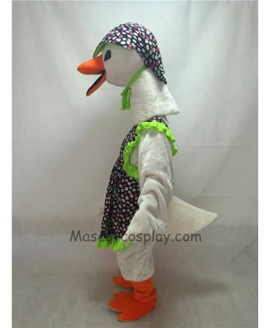 Cute White Mother Goose with Hat Mascot Costume