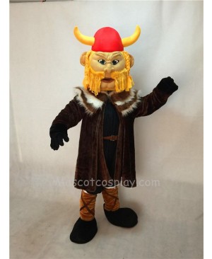 Cute Thor the Giant Viking Mascot Costume with Red Hemlet