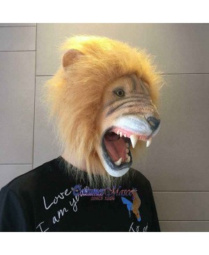 Latex Scary Lion Mask Full Head Animal Mask Cosplay Masquerade