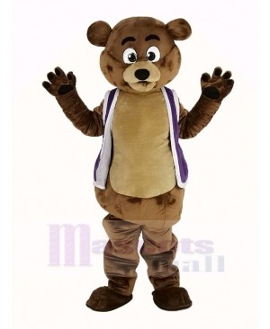 Bob Bear in Purple Vest Mascot Costume Animal