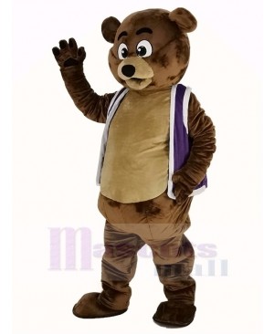 Bob Bear in Purple Vest Mascot Costume Animal