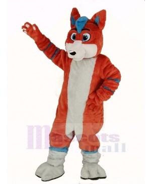 Orange and Blue Husky Dog Fursuit Mascot Costume