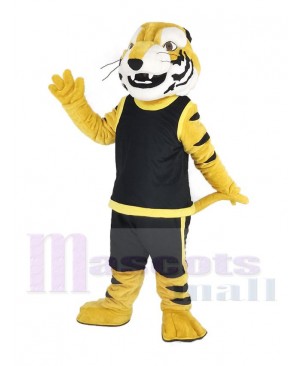 Fierce Tiger in Black Vest Mascot Costume Animal