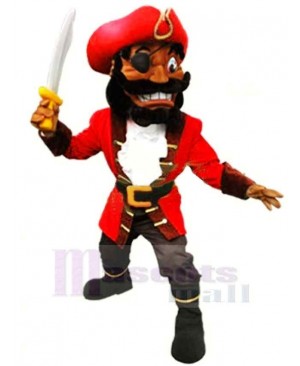 High Quality Pirate with Red Coat Mascot Costume People