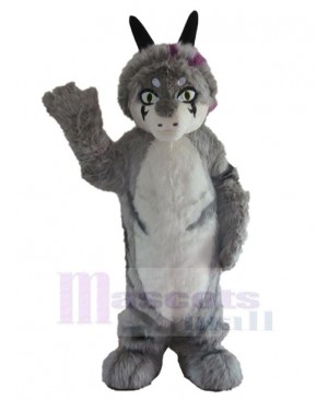 Interesting Long Fur Grey Dog Mascot Costume Animal