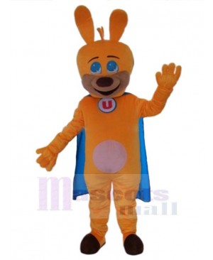 Orange Dog Mascot Costume Animal with Blue Cape