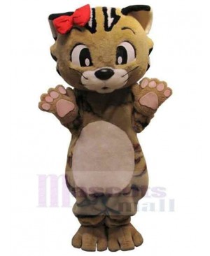 Happy Brown Cat Mascot Costume Animal