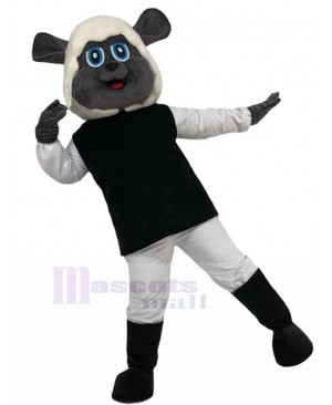 White and Black Poodle Dog Mascot Costume with Warm Headgear Animal