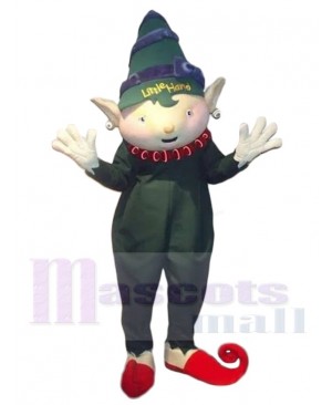 Elf Mascot Costume Cartoon in Green Romper