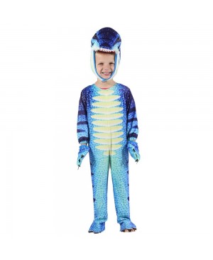 Blue T-Rex Dinosaur Costume Dinosaur Jumpsuit Halloween Christmas Dress up Gift for Kid