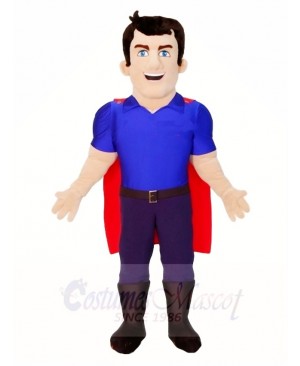 Cartoon Blue Shirt Super Hero Mascot Costumes People