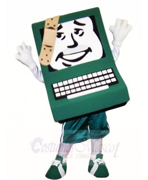 Green Computer with Band-aid Mascot Costumes  