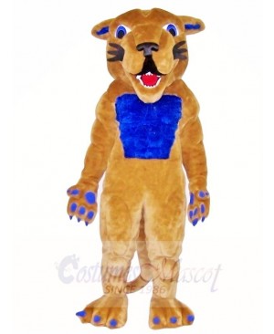 Cute Cougar Mascot Costumes with Blue Muscle Animal 