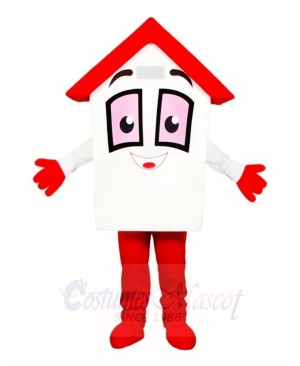 Red Roof House Home Mascot Costumes For Real Estate Agency Promotion